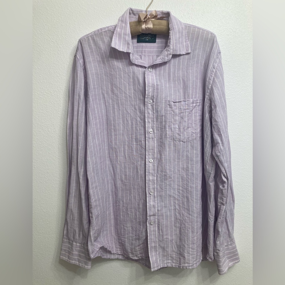 3/$15 ColorPlus Button Up Linen Blend Shirt Men’s L /42 Tailored Office Summer